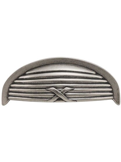 Delphi Ribbon and Reed Bin Pull - 3 inch Center-to-Center in Antique Pewter.